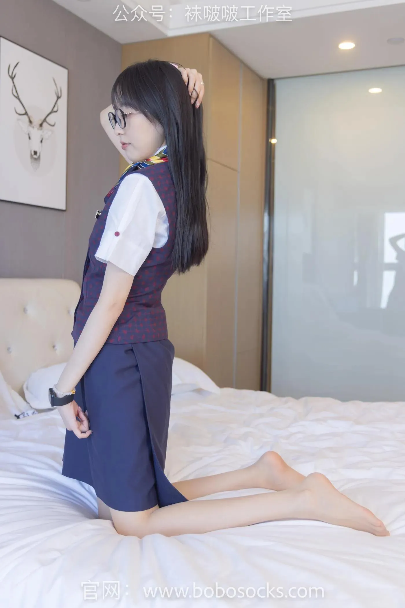 [BoBoSocks袜啵啵]NO.115 稚予-平底鞋、肉丝、空姐制服 [136P]插图8
